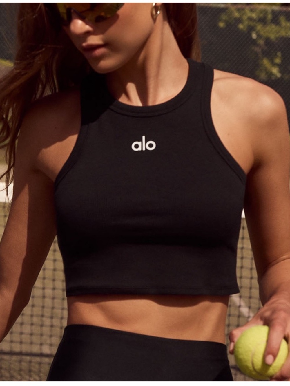 ALO Yoga Black High-Neck Racerback Crop Tank